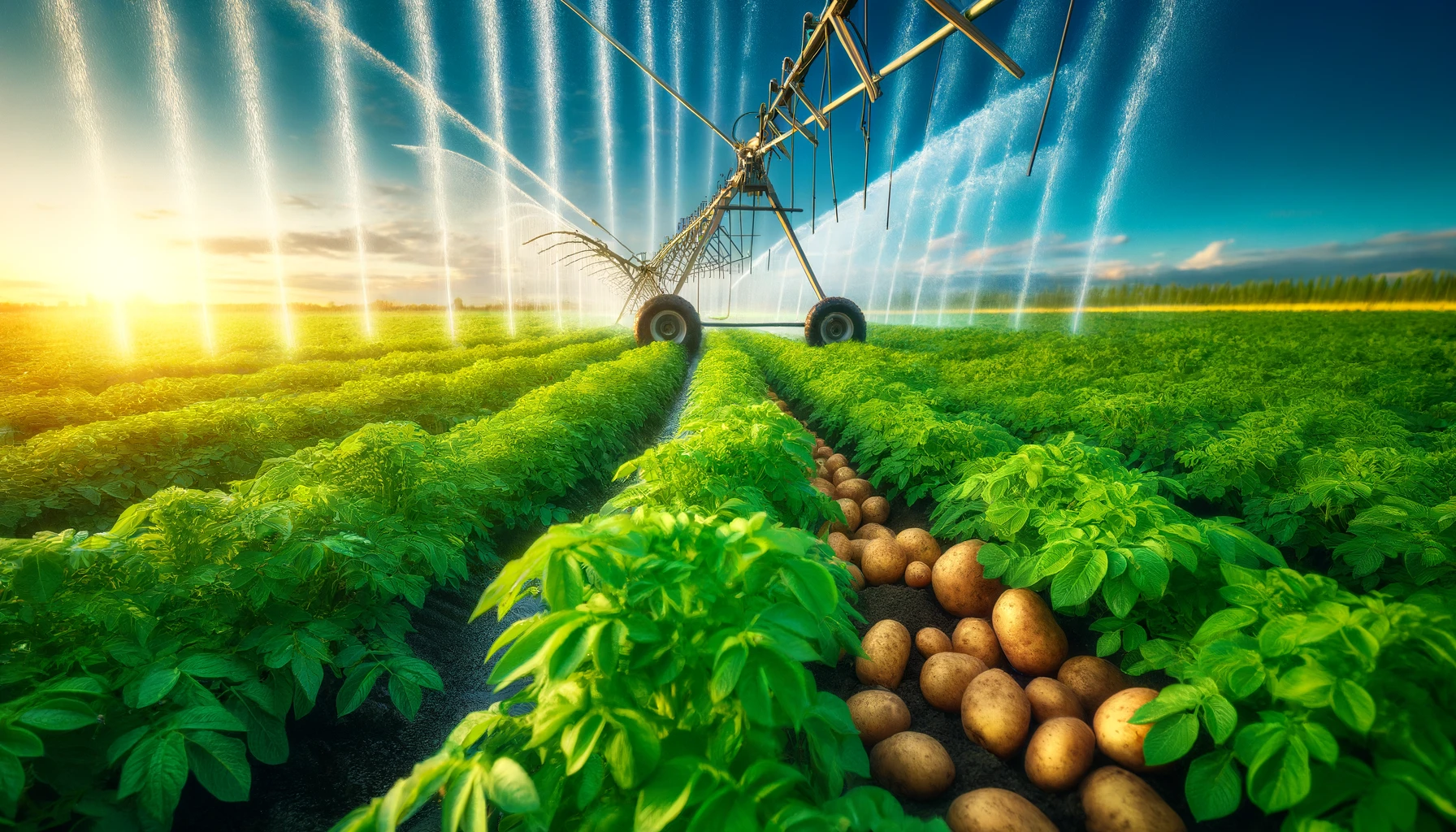 watering potatoes